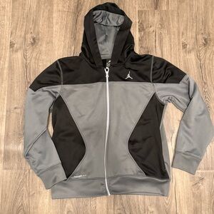 Boys Jordan Black and Gray Zip-Up Jacket Size XL